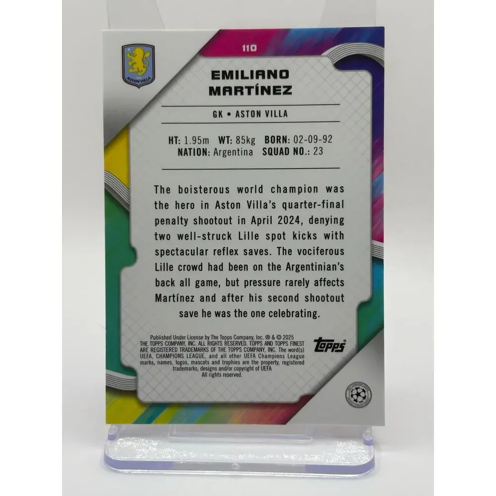 2024-25 Topps Finest Emiliano Martinez Rose Gold Mini Diamond Refractor 5/50 SP - Picture 2 of 2